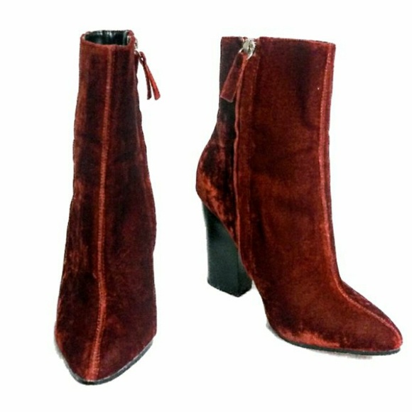 Zara | Shoes | Zara Red Velvet Block 